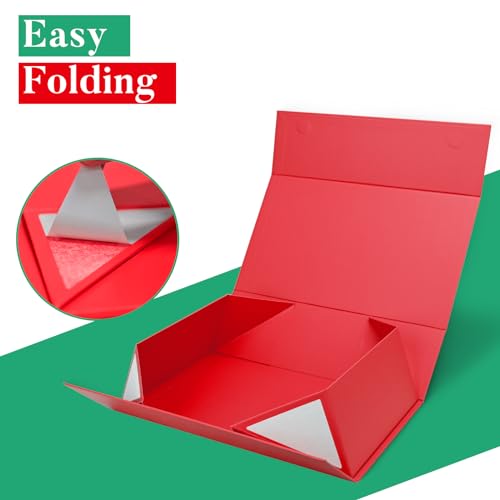 Image of LIFELUM Red Christmas Gift Box 13.85 x 8.35 x 4.45 inch Large Gift Boxes with Magnetic Closure Luxury for Gifts Box Contains Card, Ribbon, Shredded Paper Filler Wedding, Halloween, Birthday