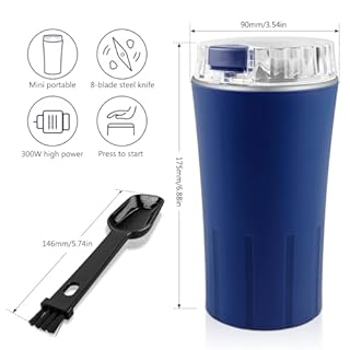 PORFOYO Macina Caffè Elettrico 300W, Macina Spezie Elettrico con Lama in Acciaio Inossidabile, Coffee Grinder, Macinino per Semi di Lino, Pepe, Sale, Noci, Cereali