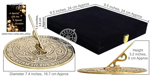Miniatura 4 de Reloj Solar De Latón Macizo Para Jardín Y Exteriores Reloj De Sol De Latón Brillante Hecho A Mano Con Caja De Terciopelo Perfecto Para Seres Queridos Regalo De Decoración Del Hogar O Idea De