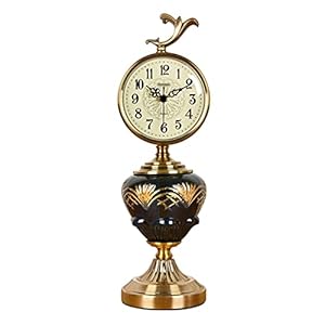 Antiqued Desk Clock Vintage Table Desk Clock Metal Quartz Mantel Clock Silent Movement Decorative Table Home Office Clock