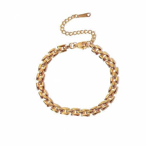 Bracelet en acier inoxydable plaqué 18K pour femme avec maille chaîne fine