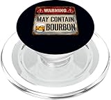 Photo Gallery bevitore di whisky divertente con scritta "warning may contain bourbon", vintage popsockets popgrip per magsafe Photo Gallery bevitore di whisky divertente con scritta "warning may contain bourbon", vintage popsockets popgrip per magsafe