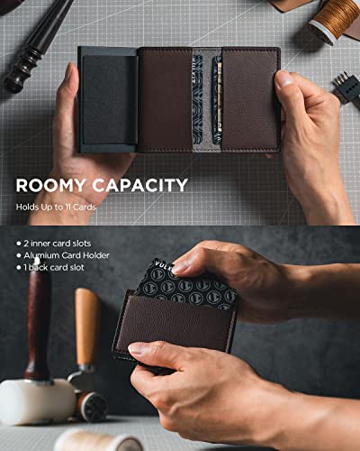 Image of VULKIT Minimalist Card Holder Wallet Pop Up Cards RFID Protection Holds Up to 10 Cards