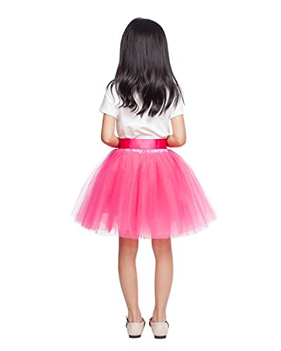 Little Girl Tutu Skirt A Line 7 Layers Tulle Skirt Party Princess Dance Tutus For Girls (3T -10T) Hot Pink #TOP2