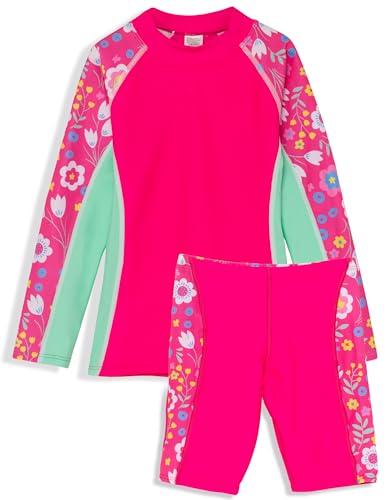 Image of Tuga Girls Two-Piece Long Sleeve Bathing Suit Set 2-14 Years, UPF 50+ Protection