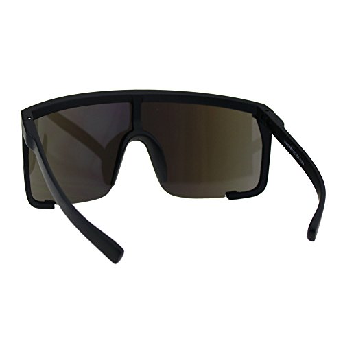 Oversize Flat Top Shield Exposed Lens Reflective Color Mirror Sunglasses4