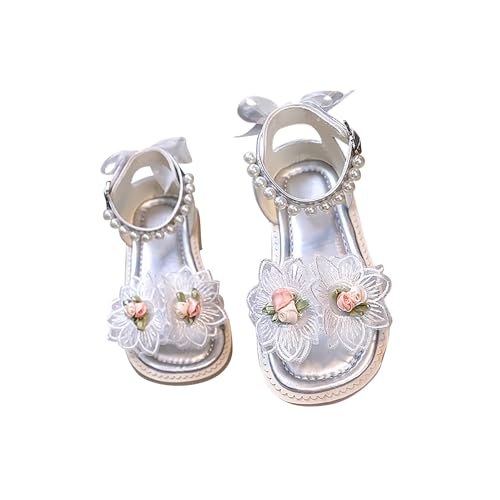 Toddler Girls Sandals Lace Flower Open Toe Flat Shoes Soft Rubber Non-Slip Sandals Summer Baby Flower Girl Shoes