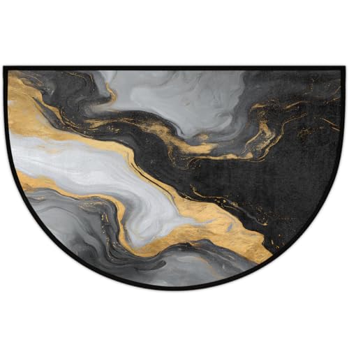 Tapete Medio Círculo Negro Dorado 36x24in miniatura 5