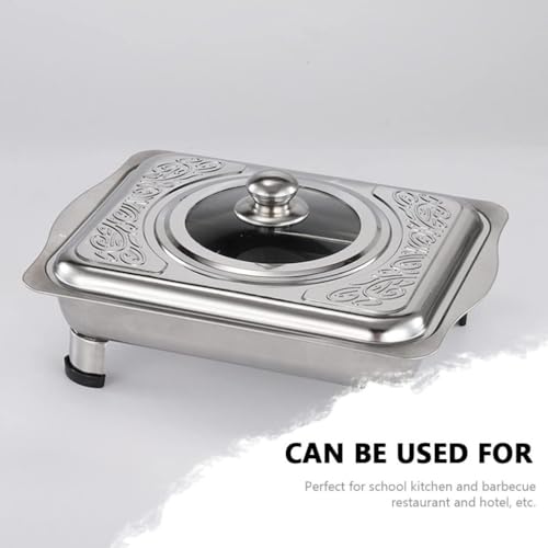 Image of Stainless Steel Buffet Dish Rectangular Chafing Food Tray Chafer Pan with Lid Steam Table Pan for Wedding Parties Banquet Catering Events Chafing Dish for Parties Buffet