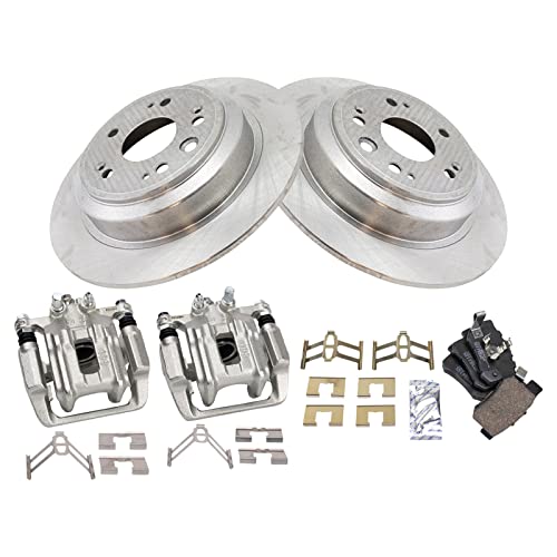 Image of TRQ Rear Brake Pad and Rotor Set Ceramic Vented Rotors Calipers | For 2010-2011 Honda Accord Crosstour