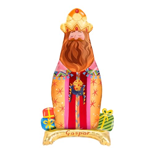 OH YEAH - Globo Foil Reyes Magos Gaspar - 110 cm - Decoración Navideña - Celebraciones Familiares, Escolares y Escaparates - Roscón de Reyes - Eventos Navideños