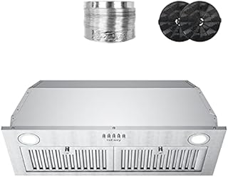 Range Hood Insert 30 inch, IsEasy Built-in Kitchen Hood With 600 CFM, Ducted/Ductless Convertible Range Hood Stainless Steel Vent Hood Insert, Charcoal Filters & Vent Hose included