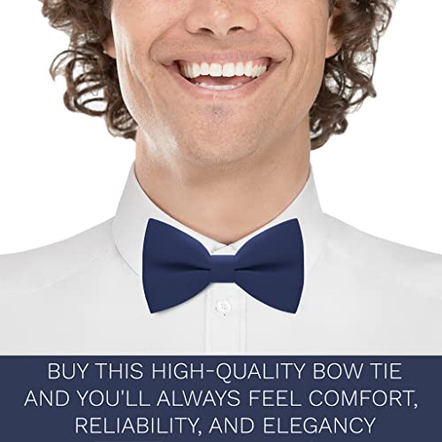 Bow Tie House Boys Classic Pre-Tied Bow Tie Formal Solid Tuxedo (Medium, Denim) - Thumbnail 5