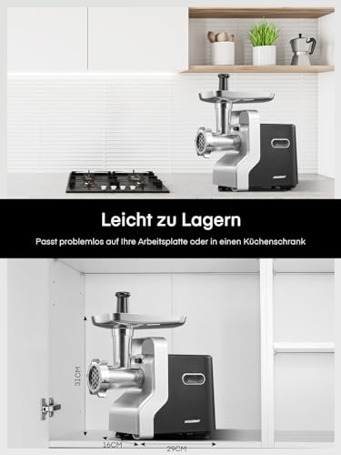 Foto von HOUSNAT 5-in-1 Fleischwolf Elektrisch, 2800W Max Blockierleistung