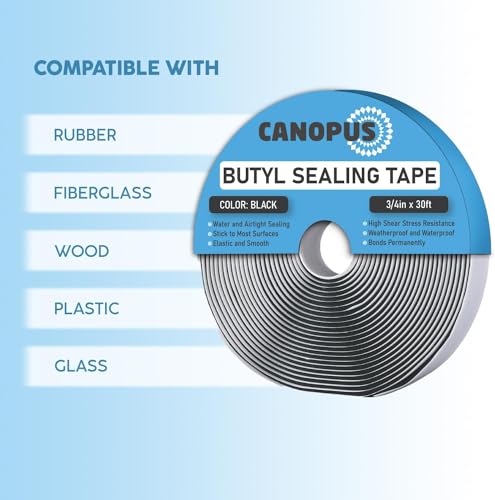 CANOPUS Heavy Duty Black Butyl Tape Waterproof (Colour Variation Available!) 3mm x 19mm x 9.1m, Butyl Sealant Tape for RV, Windows, Glass, Boats, Motorhome, Butyl Seal Tape, Putty Tape - Image 3