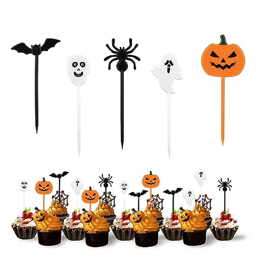 100pcs Halloween Cupcake Toppers, Funny Halloween Birthday Cupcak...
