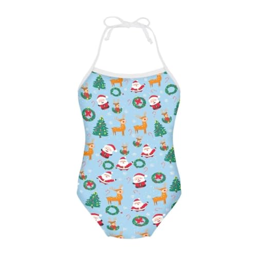 Image of Christmas Girls One-Piece Swimsuits Beach Halter Swimwear Bathing Suit for 3-10 Years