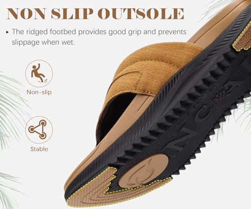 Image of ONCAI Mens Orthopedic Flip Flops with Arch Support Summer Beach Pool Walking Sandals with Outdoor Yoga Mat Non-slip Cushion Thick Rubber Soles Size 7-14