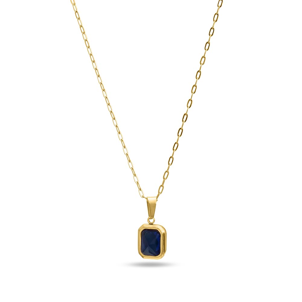 palmonas Everyday Exquisite Blue Stone Gold Necklace for Womens - Waterproof & Anti-Tarnish-picture-12