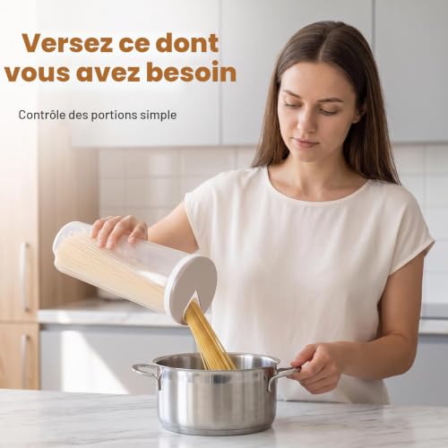 Gaomoeny 2 Pièces Boîte de Rangement pour Spaghetti, Conteneurs de Stockage de Nouilles avec Couvercle Pivotant, Récipients en Plastique pour Pâtes, Céréales, Collations, Spaghetti Noodle – vue 6