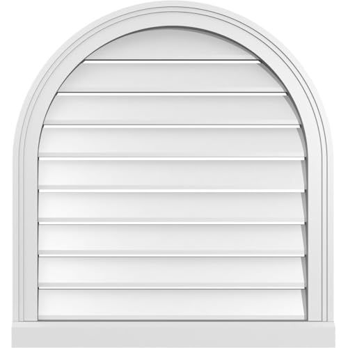 Ekena Millwork GVPRT26X2803SF Round Top Surface Mount PVC Gable Vent, Factory Primed White