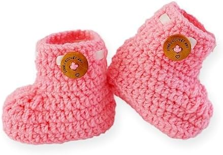 pink color Handmade Crochet Booties.