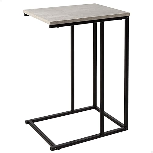 AKTIVE MAX Home Mesa Auxiliar, 40x30x59 cm, Peso máximo soportado 5 kg, en Forma de C, Mesas de Madera, Efecto Cemento, Estructura metálica Negra, Decorativa salón, Dormitorio (18519)