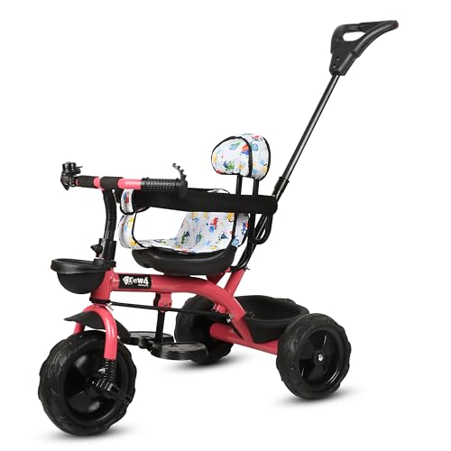 Image of Tricycle 1 Years to 5 Years with Removable Safety Guard and Parental Control Back Side Push Handle with Rubber Tyre for Kid's CR07 (Pink)