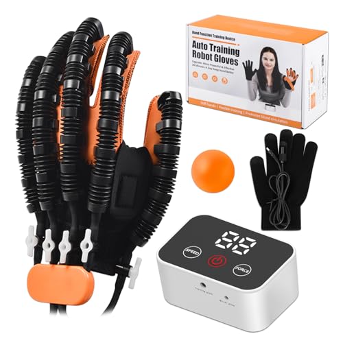 Rehabilitation Robotic Gloves Portable Hand Therapy Gloves for Stroke Hand Recovery Glove Equipment Hand Exerciser for Arthritis Finger Training Cerebral Palsy(Orange Left Hand L)