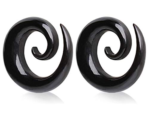 Pierced Owl Natural Organic Buffalo Horn Spiral Taper Plugs, Sold as a Pair