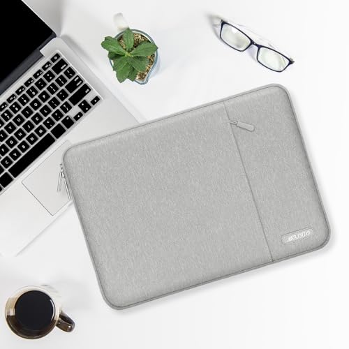 Image of MOSISO Laptop Case 13.3 inch, 13-13.3 inch Laptop Sleeve Compatible with MacBook Air /Pro 13 /Pro 14 M5 M4 M3 M2 M1, HP Dell ASUS Lenovo,Polyester Vertical Computer Sleeve Bag with Pocket,Gray