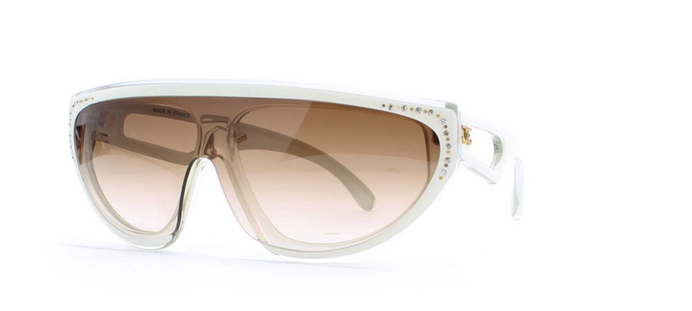 Claudia Carlotti Stratos Half Sts CS 7 White Clear Shield Certified Vintage Sunglasses For Womens