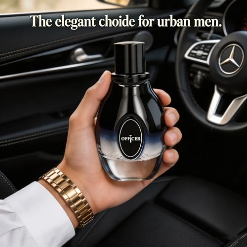Image of A CENTER Officer Men's Cologne | 100ml Woody Fougere Eau de Parfum | Fresh Bergamot & Leather Scent | Premium Cologne Gift for Him