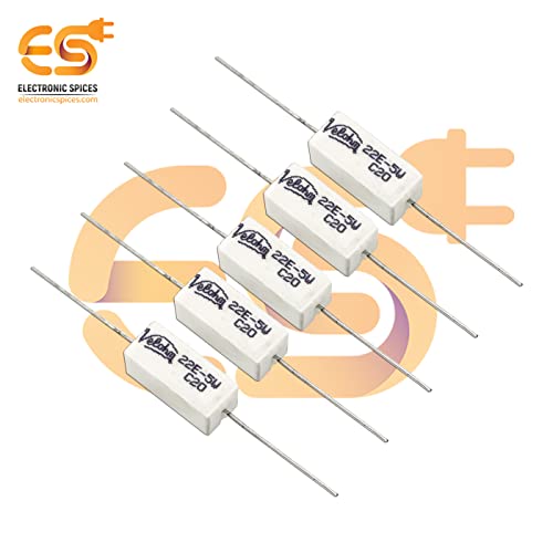 Image of Electronic Spices 22 Ohm (Ω) 5 Watt Ceramic Cement Power Resistor (Pack of 5pcs)