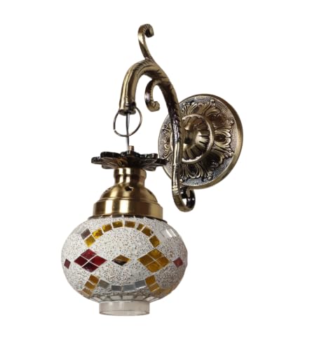 Image of ELIANTE Moroccan Mosaic Glass Wall Light Antique Gold Aluminium Decorative Sconce for Living Room Bedroom Hallway Foyer Balcony Free LED Bulb Included