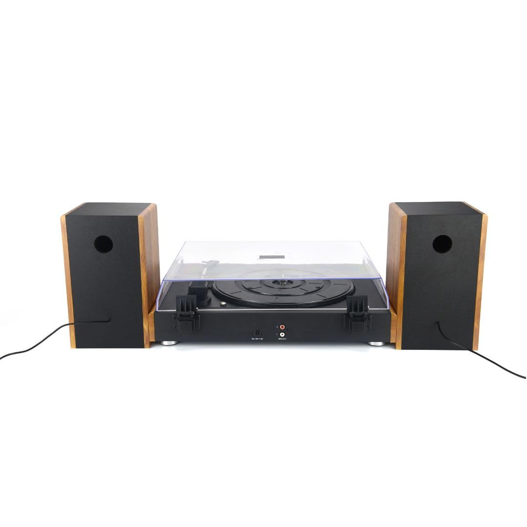 Halterrego Platine Vinyle Chicago, AV 2 Enceintes externes RMS 10w * 2, 3 Vitesses, Bluetooth in, RCA Out, USB, Adaptateur Inclus, Noir