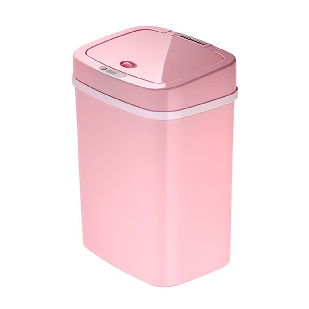 Non-contact Trash Can, Smart Sensor Automatic Lid Opening Household Waterproof Design with Cover 12L Capacity Bedroom/office(Pink)