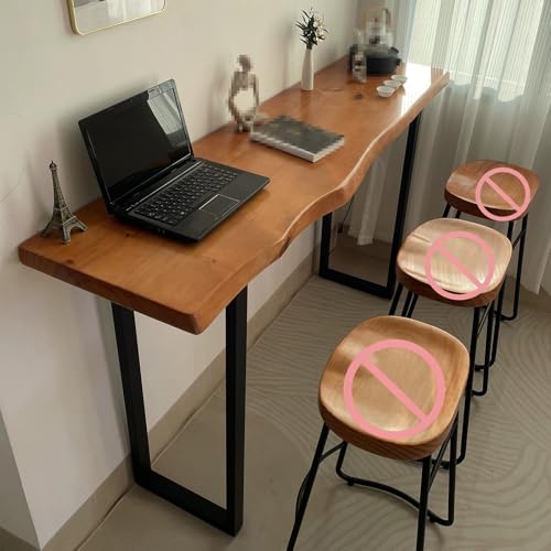 JINGSHIQIAOPL Barra de Bar para Casa de Madera Maciza con Robustas Patas de Metal, Moderna Mesas Altas Cocina para Cocina, Comedor y Bar, No Incluye Taburete(160x45x105cm/63x18x41in)