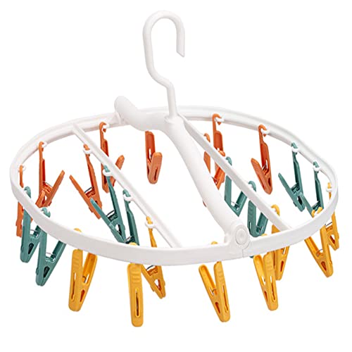 Clips de 24 Pièces Etendoir Chaussette, Etendoir Exterieur, Séchoir à Linge Suspendu en Plastique Portable avec Clips Coupe-Vent pour Chaussettes, Sous-Vêtements, Vêtements de Bébé et Chapeaux Cover