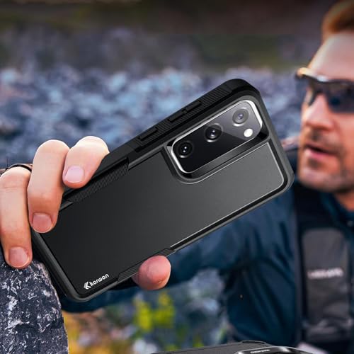 Image of KARWAN Shockproof Back Case Cover Compatible with Samsung Galaxy S20 FE, Heavy Duty Case with 360 Degree Camera Protection, Dual Layer Rugged Bumper Protection Cover with Matte Finish (Black)