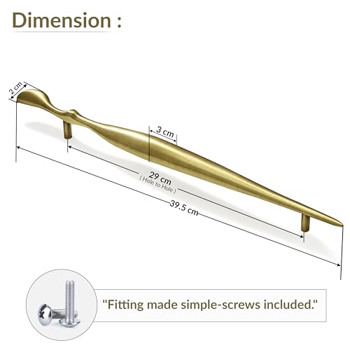 Image of Plantex Cabinet Handle /288mm Handle for Cabinet /Door Pull-Push Handle for Home /Office - Pack of 1 (Brass Antique)