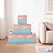 Lanrinwon 11 Inch Fabric Collapsible Storage Cubes,3 Pack Rainbow Colored Closet Storage Bins with 2 Handles Foldable Cube Baskets for Organizing Clothes, Toys, Books