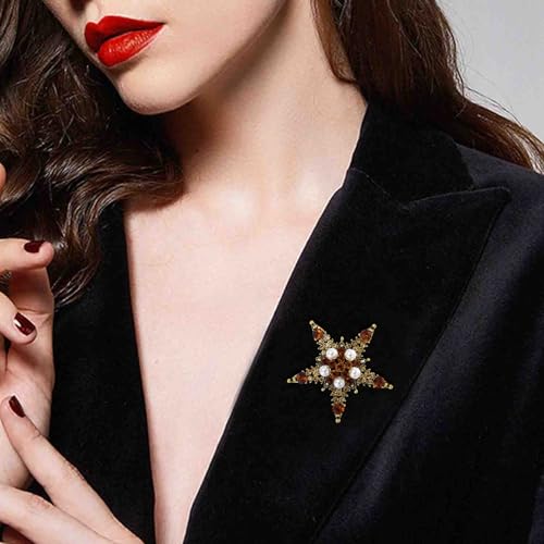 Image of Crystal Flower Brooch Pins for Women Elegant Enamel Rhinestone Floral Brooches Pin Fashion Jewelry for Party Dance Wedding Banquet Brooch for Women Gift