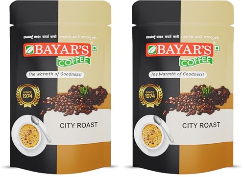 Image of Bayar's Coffee City Roast Filter Coffee Powder 500g | Authentic South Indian Blend with 70% Coffee & 30% Chicory | Freshly Roasted & Ground for Rich Aroma & Taste (Pack of 2)