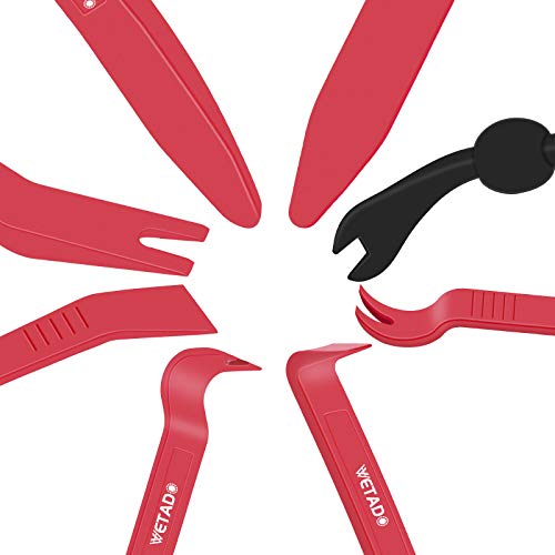 Wetado Trim Removal Tool, Car Upholstery Repair Kit, Car Door Audio Panel Trim Removal Set, Fastener Terminal Remover Tool Set Clips Pry Kit Auto Clip Pliers (8PCS Red) - Image 7