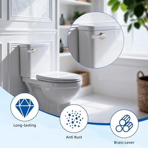 Image of Hibbent Universal Metal Front Mount Flush Toilet Handle Kit, Brushed Nickel