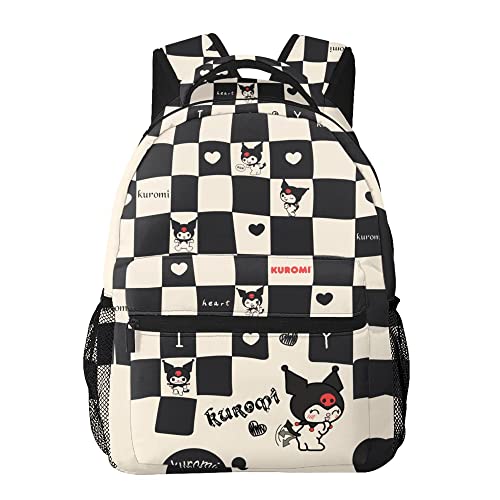 Evesky Kawaii Backpacks For Girls Women Anime Backpacks Black White Checker Bookbag Lightweight Cute Cartoon Travel Bag #TOP5