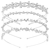 CRAFTHROU 4 de Boda Cómodas y Sujetan el Cabello Firmemente Gemas de Imitación y Perlas Accesorios Cabello en Bodas y Cumpleaños