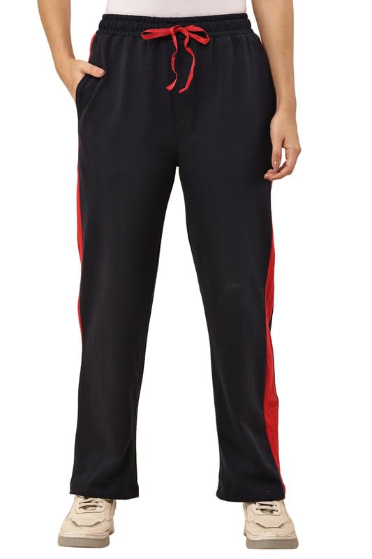 Image of Women's Loose Fit Track Pants - Polycotton Joggers with Elastic Waistband & Side Pockets | Lower Comfortable for Gym, Running & Casual Wear