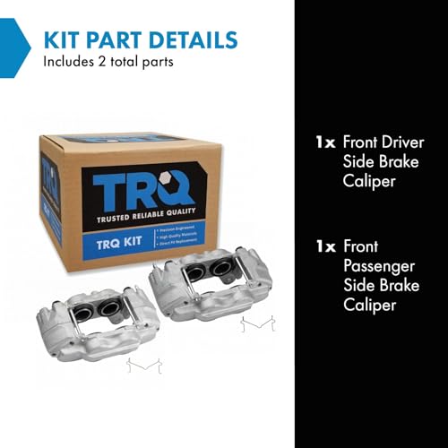 Image of TRQ Front Driver and Passenger Side Brake Caliper Set Caliper Brackets Hardware Compatible with 03-09 Lexus GX470 with Casting #13WH 03-09 Toyota 4Runner Casting #13WH
